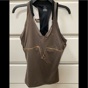 Nike tennis set. Large skirt, medium top. Brown, gold and black.